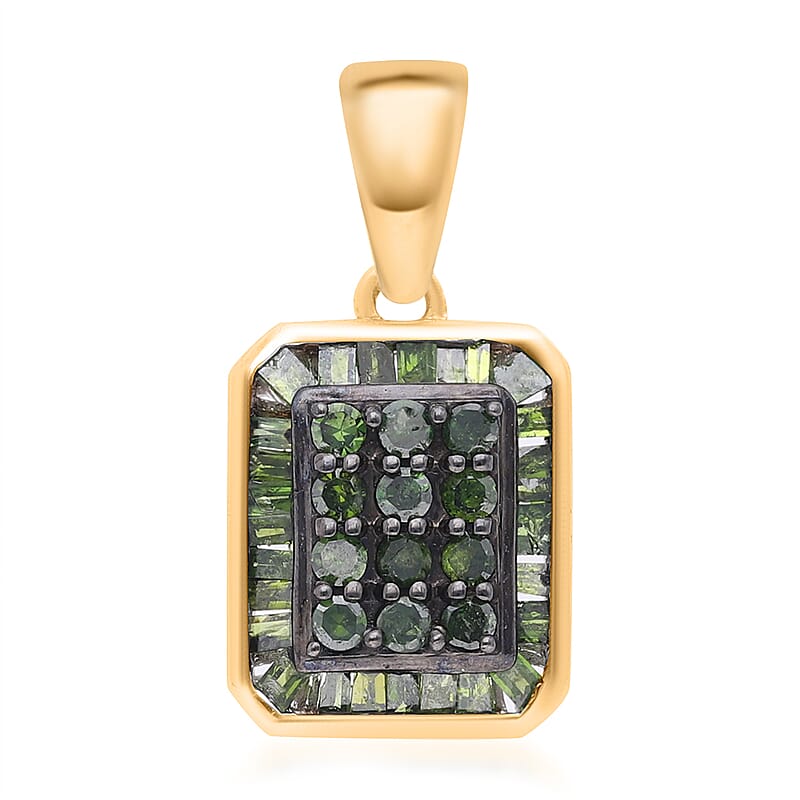 Green Diamond 0.50 ctw Pendant without Chain in Vermeil Yellow Gold Over Sterling Silver