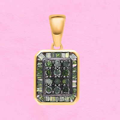 Green Diamond 0.50 ctw Pendant without Chain in Vermeil Yellow Gold Over Sterling Silver