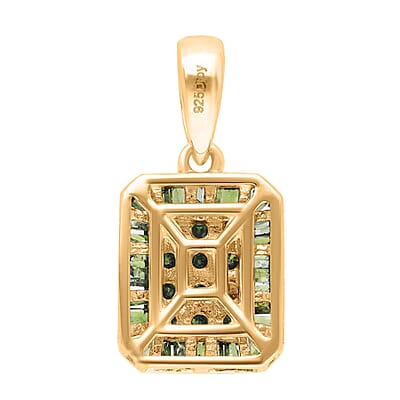 Green Diamond 0.50 ctw Pendant without Chain in Vermeil Yellow Gold Over Sterling Silver