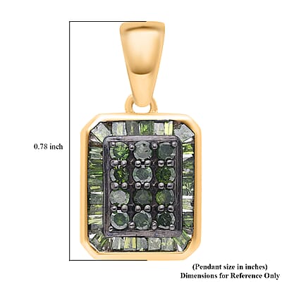 Green Diamond 0.50 ctw Pendant without Chain in Vermeil Yellow Gold Over Sterling Silver