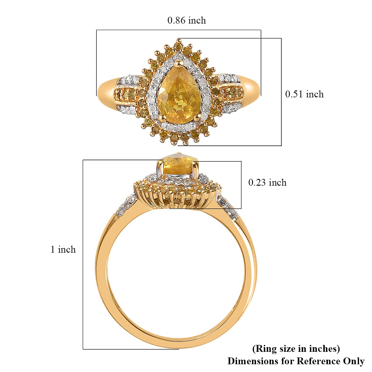Madagascar Yellow Sapphire, Yellow and White Diamond Double Halo Ring in Vermeil Yellow Gold Over Sterling Silver (Size 7.0) 1.25 ctw image number 5