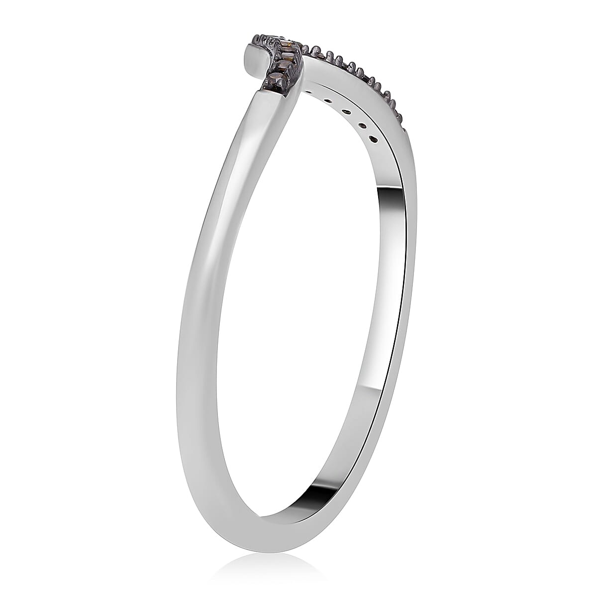 Red Diamond Chevron Ring in Platinum Over Sterling Silver (Size 10.0) 0.07 ctw image number 3