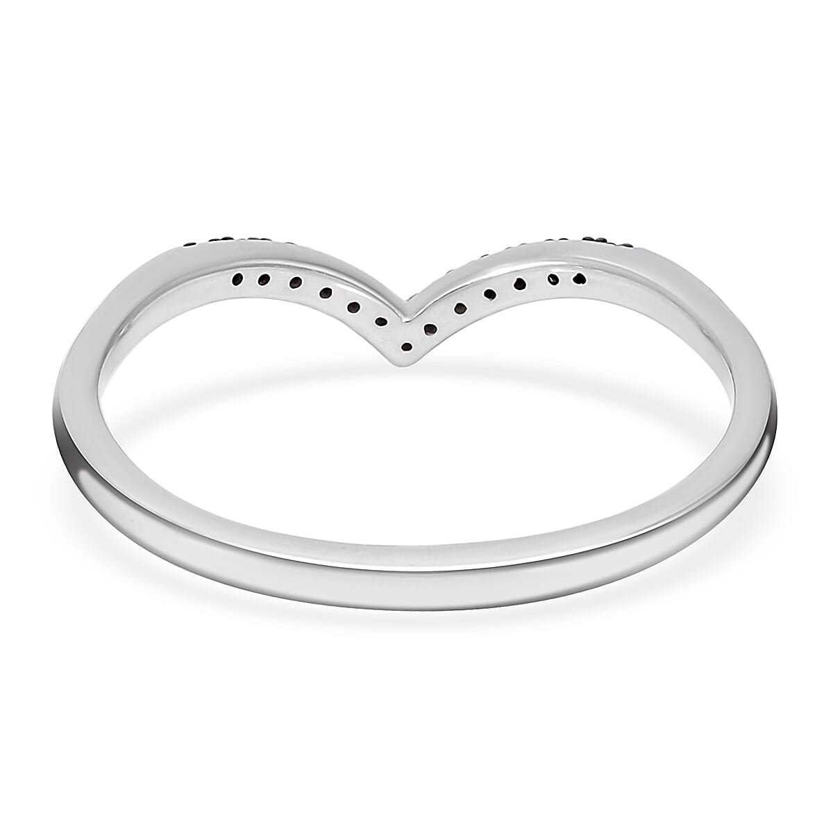 Red Diamond Chevron Ring in Platinum Over Sterling Silver (Size 10.0) 0.07 ctw image number 4