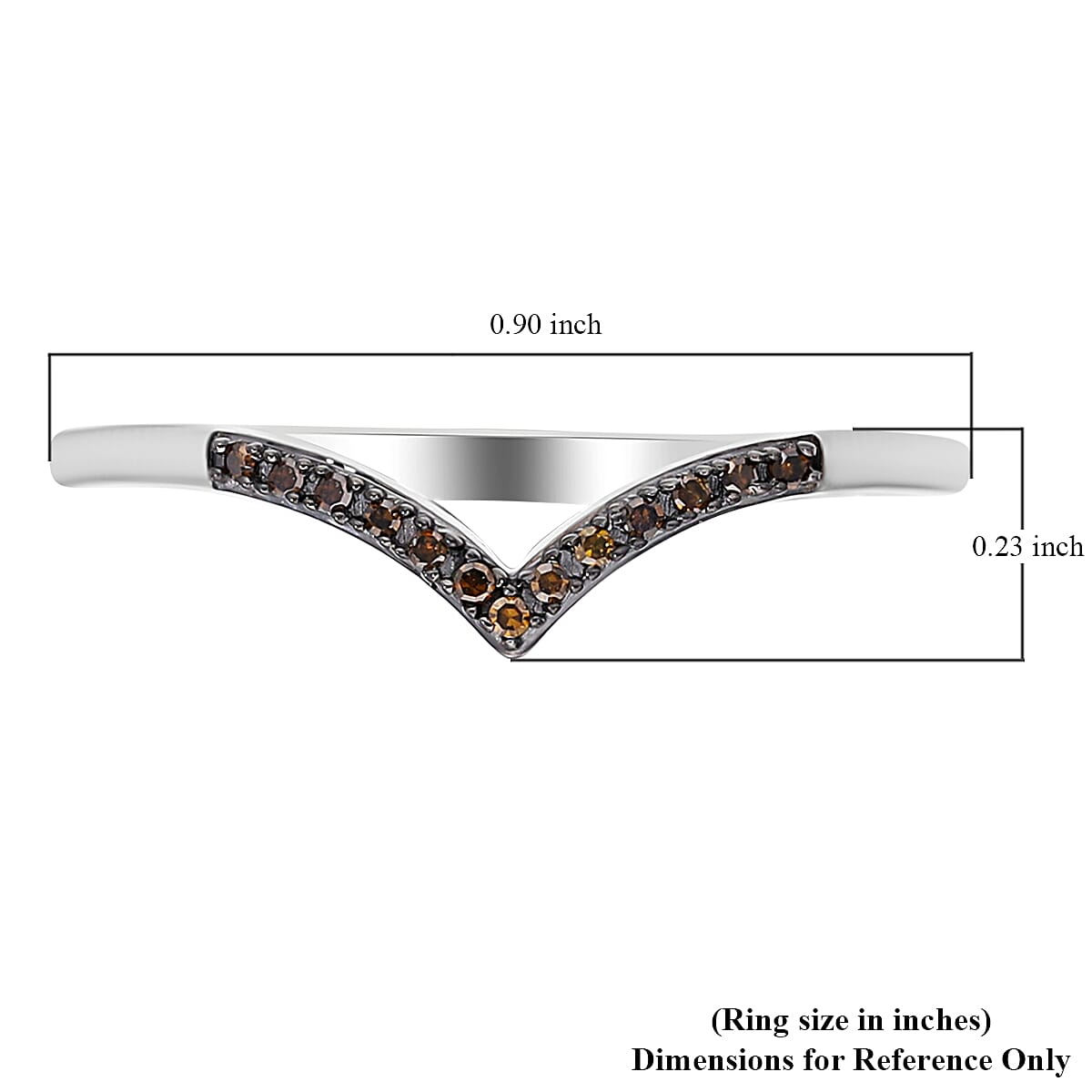 Red Diamond Chevron Ring in Platinum Over Sterling Silver (Size 10.0) 0.07 ctw image number 5