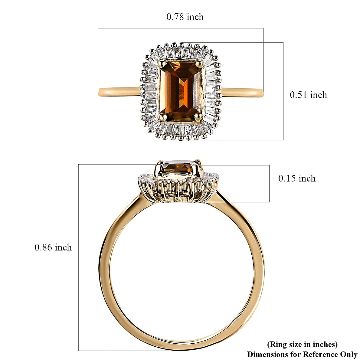 LUXORO 10K Yellow Gold Premium Natural Tanzanian Golden Tourmaline and Diamond Halo Ring 2.10 Grams 1.10 ctw image number 5