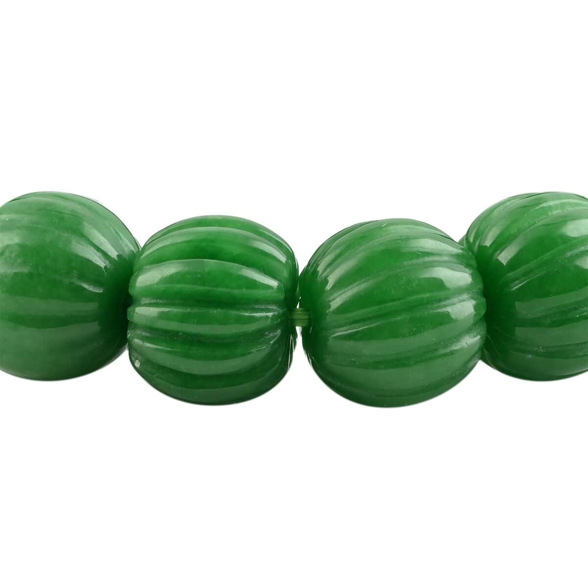 Green Jade (D) Carved Beaded Stretch Bracelet 470.00 ctw image number 2