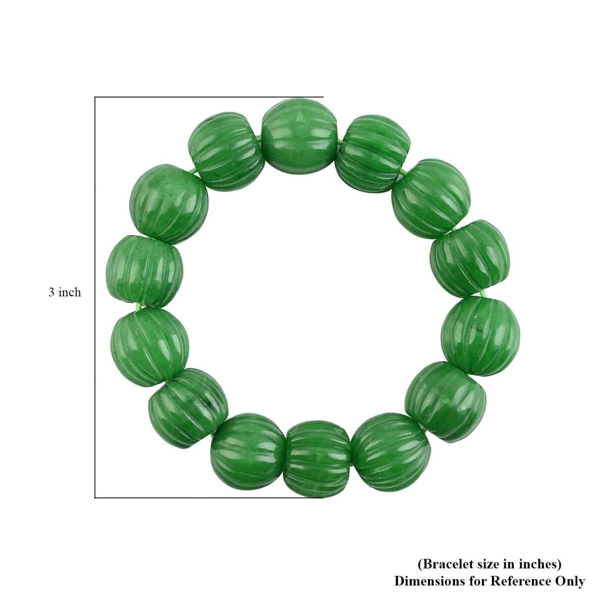 Green Jade (D) Carved Beaded Stretch Bracelet 470.00 ctw image number 3