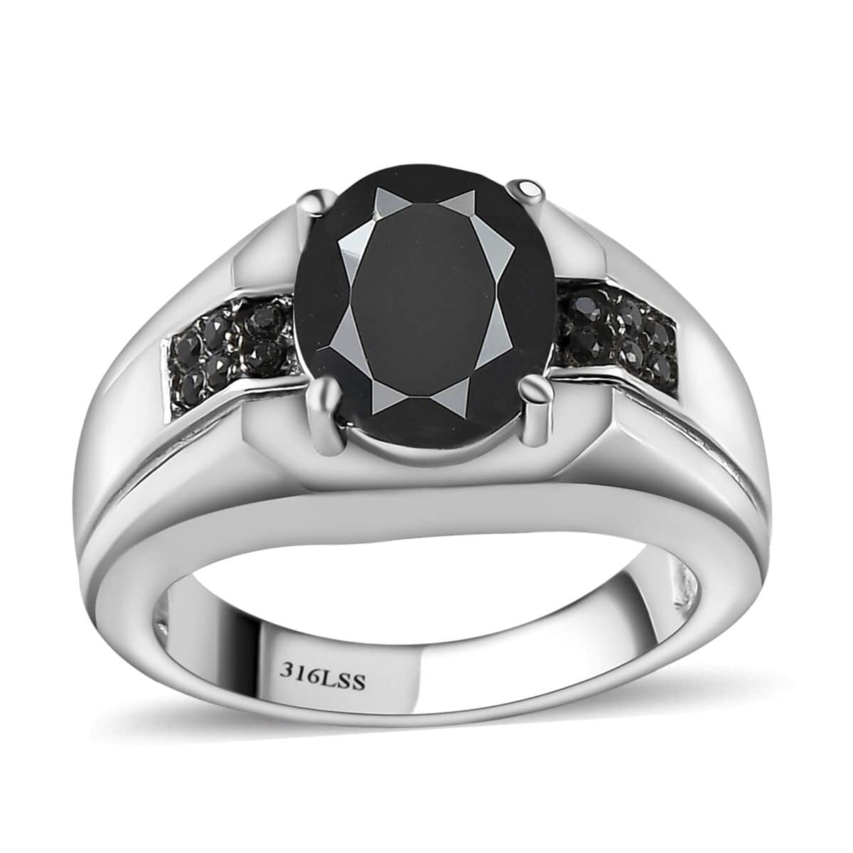 Thai Black Spinel Men's Ring in Stainless Steel (Size 10.0) 4.75 ctw | Tarnish-Free, Waterproof, Sweat Proof Jewelry image number 0