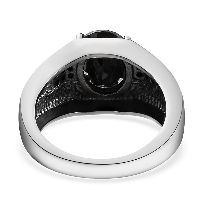 Thai Black Spinel Men's Ring in Stainless Steel (Size 10.0) 4.75 ctw | Tarnish-Free, Waterproof, Sweat Proof Jewelry