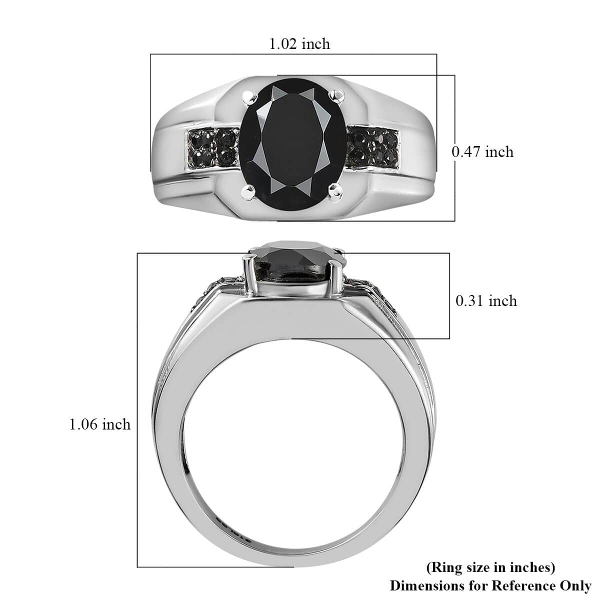 Thai Black Spinel Men's Ring in Stainless Steel (Size 10.0) 4.75 ctw | Tarnish-Free, Waterproof, Sweat Proof Jewelry image number 5