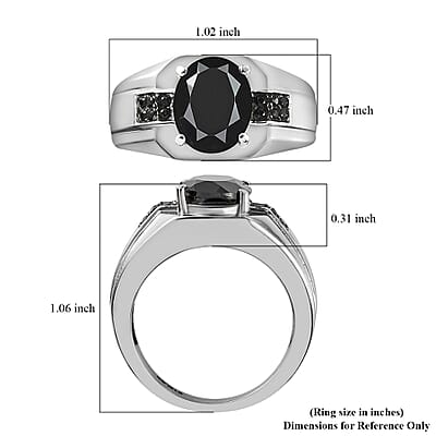 Thai Black Spinel Men's Ring in Stainless Steel (Size 10.0) 4.75 ctw | Tarnish-Free, Waterproof, Sweat Proof Jewelry