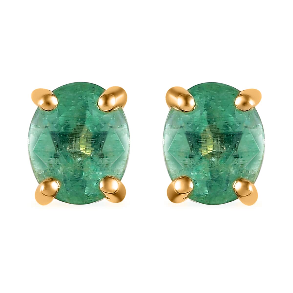 LUXORO 10K Yellow Gold Boyaca Colombian Emerald Earrings 1.20 ctw image number 0