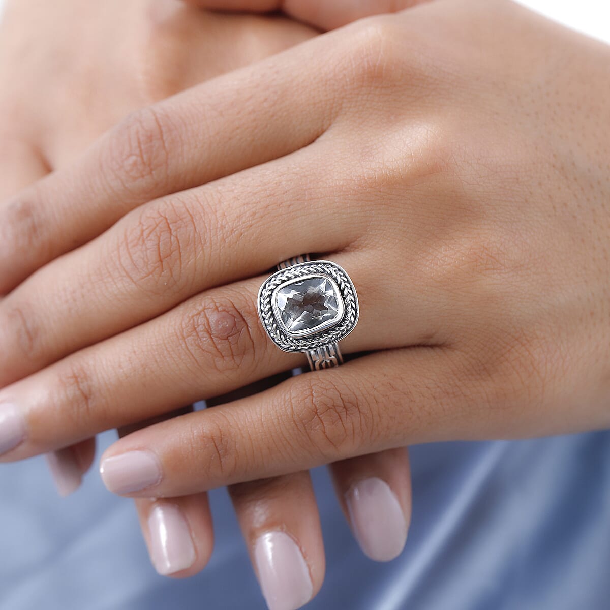 Artisan Crafted Mexican Hyalite Opal Solitaire Ring in Sterling Silver 1.90 ctw with Free UV Torch image number 2