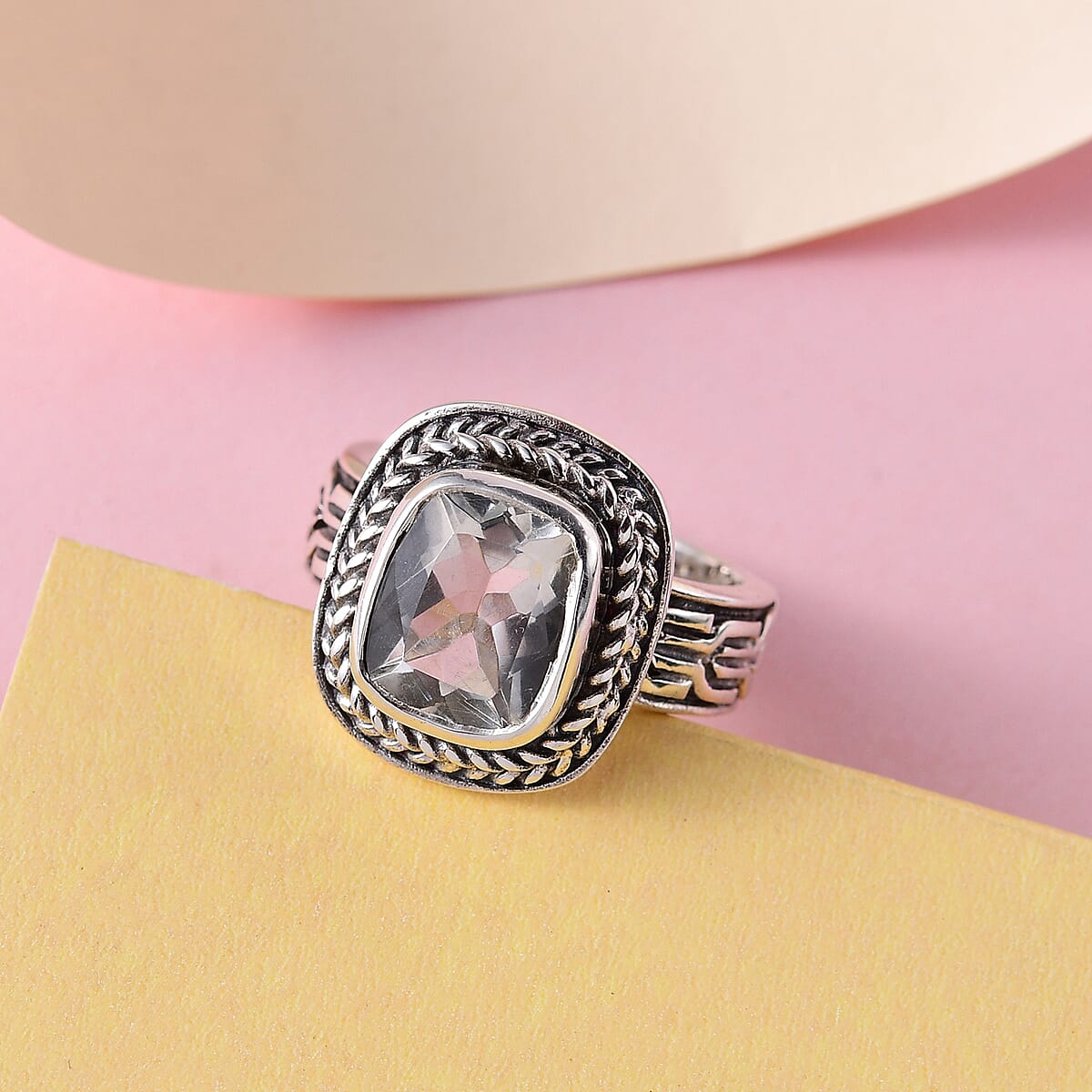 Artisan Crafted Mexican Hyalite Opal Solitaire Ring in Sterling Silver 1.90 ctw with Free UV Torch image number 4