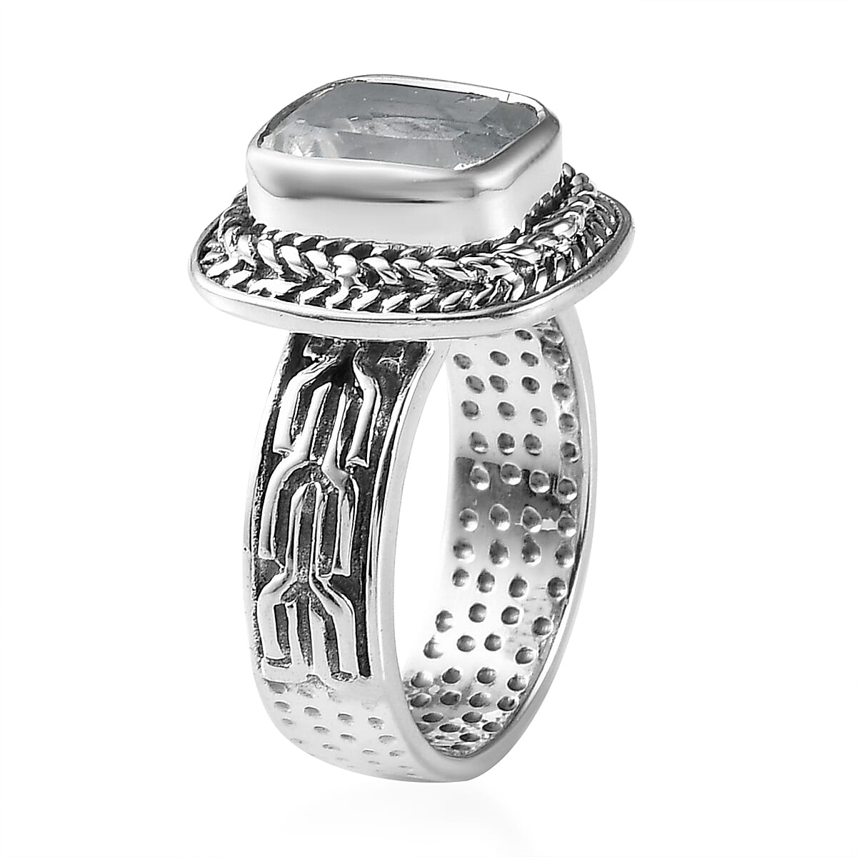 Artisan Crafted Mexican Hyalite Opal Solitaire Ring in Sterling Silver 1.90 ctw with Free UV Torch image number 5