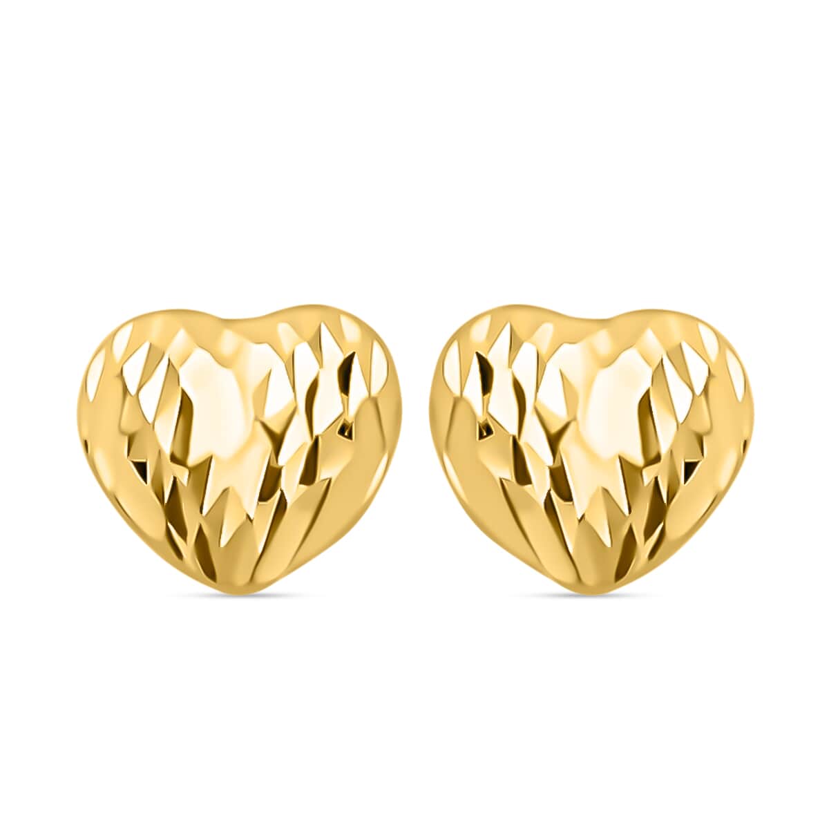 Electroforming Gold Collection 18K Yellow Gold Heart Stud Earrings image number 0