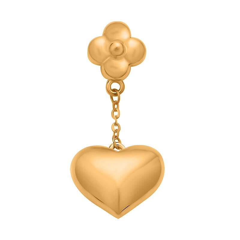Electroform 18K Yellow Gold Pendant, Clover Leaf Pendant, Heart Pendant, Gold Pendant For Her