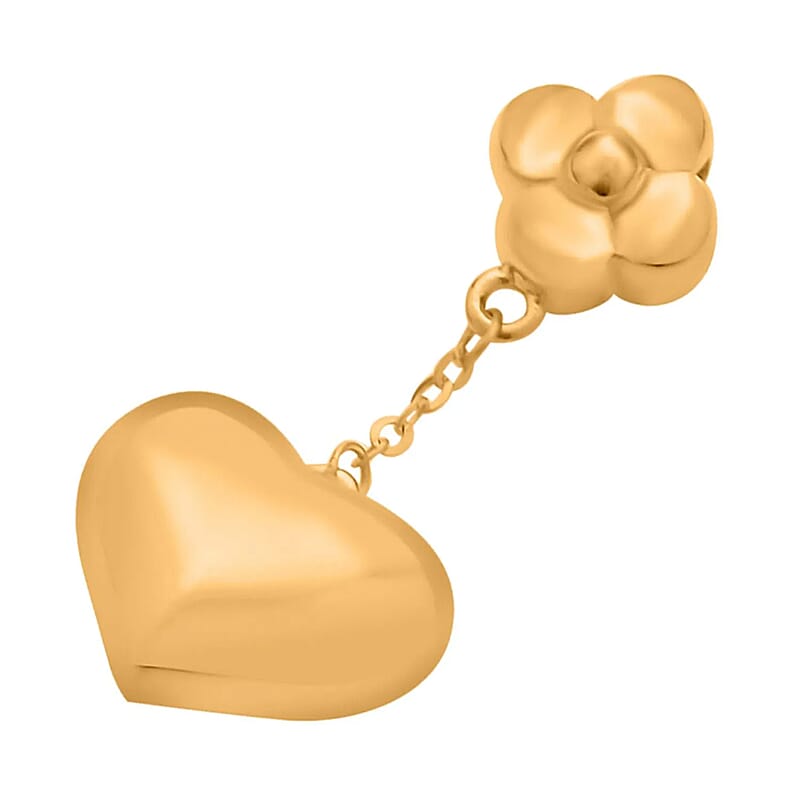 Electroform 18K Yellow Gold Pendant, Clover Leaf Pendant, Heart Pendant, Gold Pendant For Her