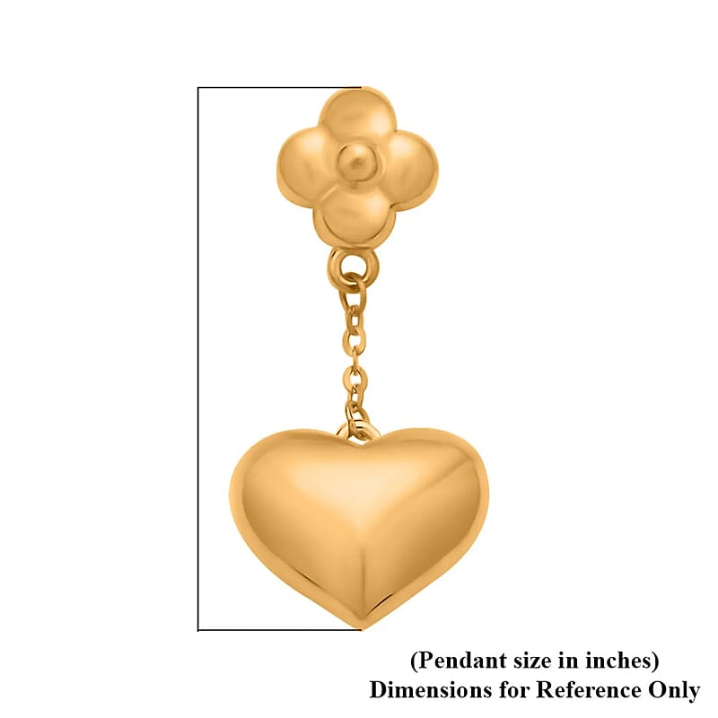 Electroform 18K Yellow Gold Pendant, Clover Leaf Pendant, Heart Pendant, Gold Pendant For Her