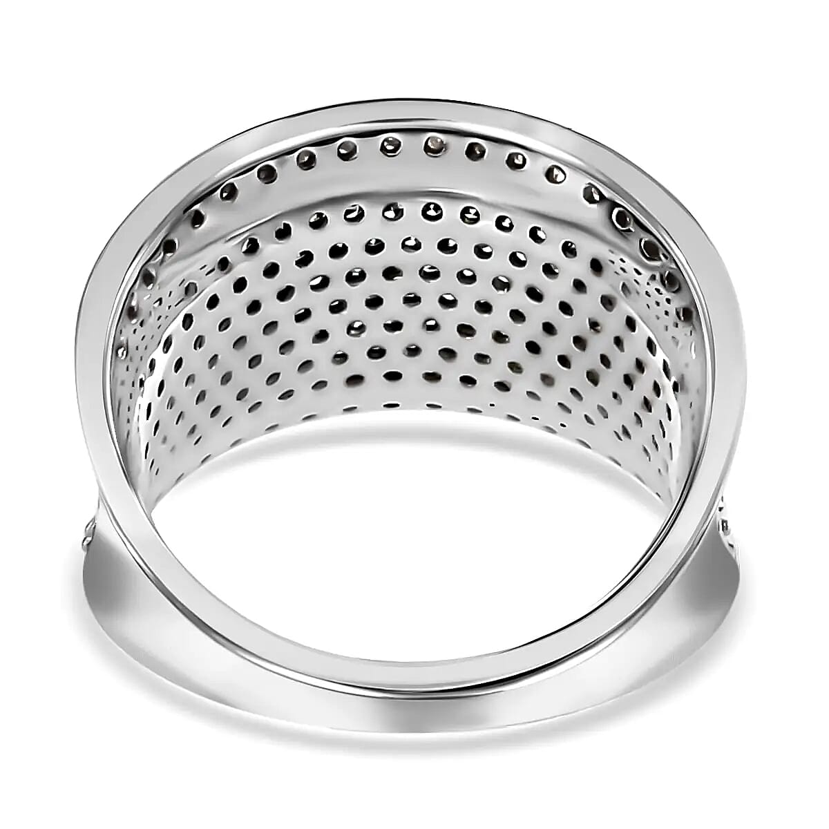 Blue and White Diamond 1.00 ctw Ring,  Diamond Cluster Ring, Rhodium & Platinum Over Sterling Silver Ring, Diamond Promise Ring (Size 9.0) image number 4