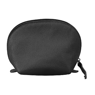 Set of 2 Black Genuine Leather Nesting Pouch