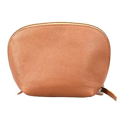 Set of 2 Tan Genuine Leather Nesting Pouch