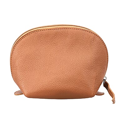 Set of 2 Tan Genuine Leather Nesting Pouch