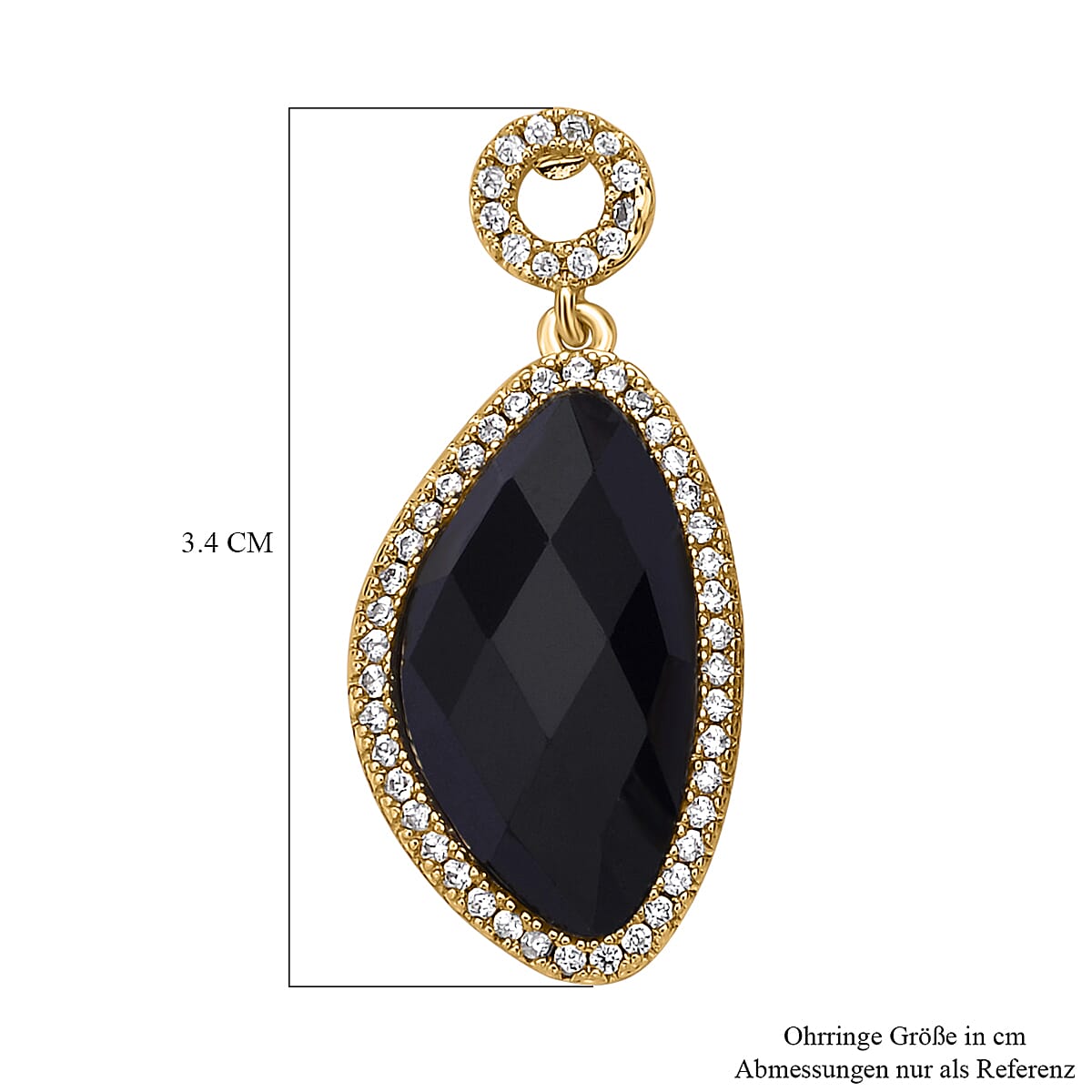 Black Agate (D) and Simulated Diamond 7.00 ctw Earrings in Platinum Bond
