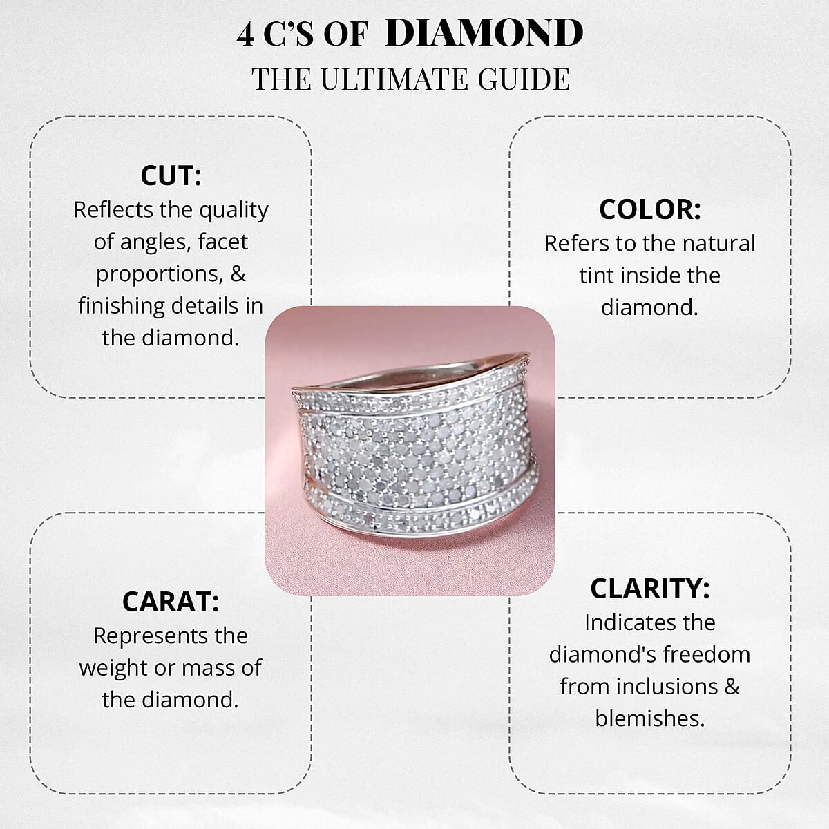 Diamond 1.00 ctw Ring,  Diamond Cluster Ring, Platinum Over Sterling Silver Ring, Diamond Promise Ring (Size 7.0) image number 4