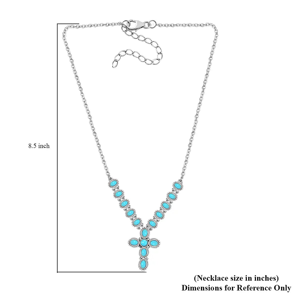 Sleeping Beauty Turquoise Cross Necklace in Sterling Silver, Artisan Crafted Cross Pendant, Religious Jewelry For Women (18 Inches) 8.35 ctw image number 6