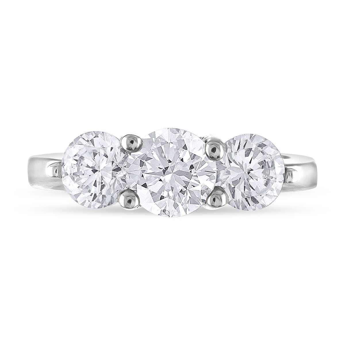14K White Gold Diamond G-H SI2 Trilogy Ring (Size 5.0) 4.30 Grams 2.00 ctw image number 2