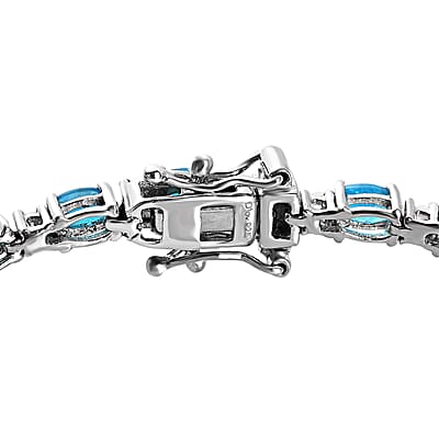 Malgache Neon Apatite and White Zircon Bracelet in Platinum Over Sterling Silver (6.50 In) 5.75 ctw