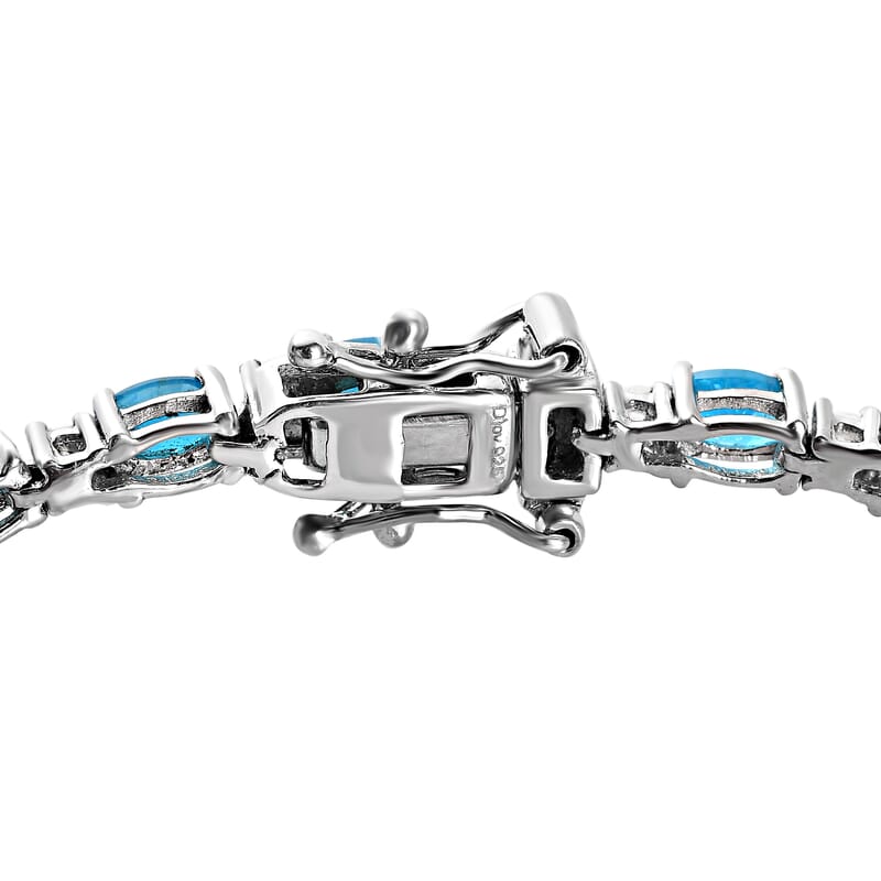 Malgache Neon Apatite and White Zircon Bracelet in Platinum Over Sterling Silver (6.50 In) 5.75 ctw