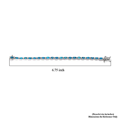 Malgache Neon Apatite and White Zircon Bracelet in Platinum Over Sterling Silver (6.50 In) 5.75 ctw