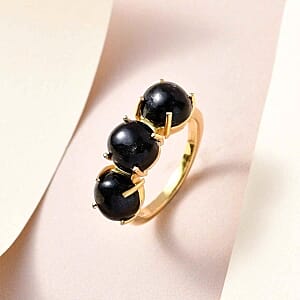 Black Star Diopside 8.48 ctw Ring in 14K YG Over Sterling Silver (Size 9)