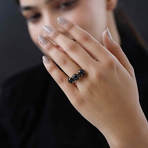 Black Star Diopside 8.48 ctw Ring in 14K YG Over Sterling Silver (Size 9)