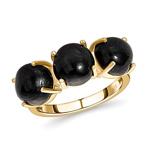 Black Star Diopside 8.48 ctw Ring in 14K YG Over Sterling Silver (Size 9)