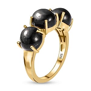 Black Star Diopside 8.48 ctw Ring in 14K YG Over Sterling Silver (Size 9)