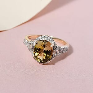 Luxoro Premium Golden Tanzanite and G-H I3 Diamond 2.86 ctw Ring in 14K Yellow Gold (Size 10.0)