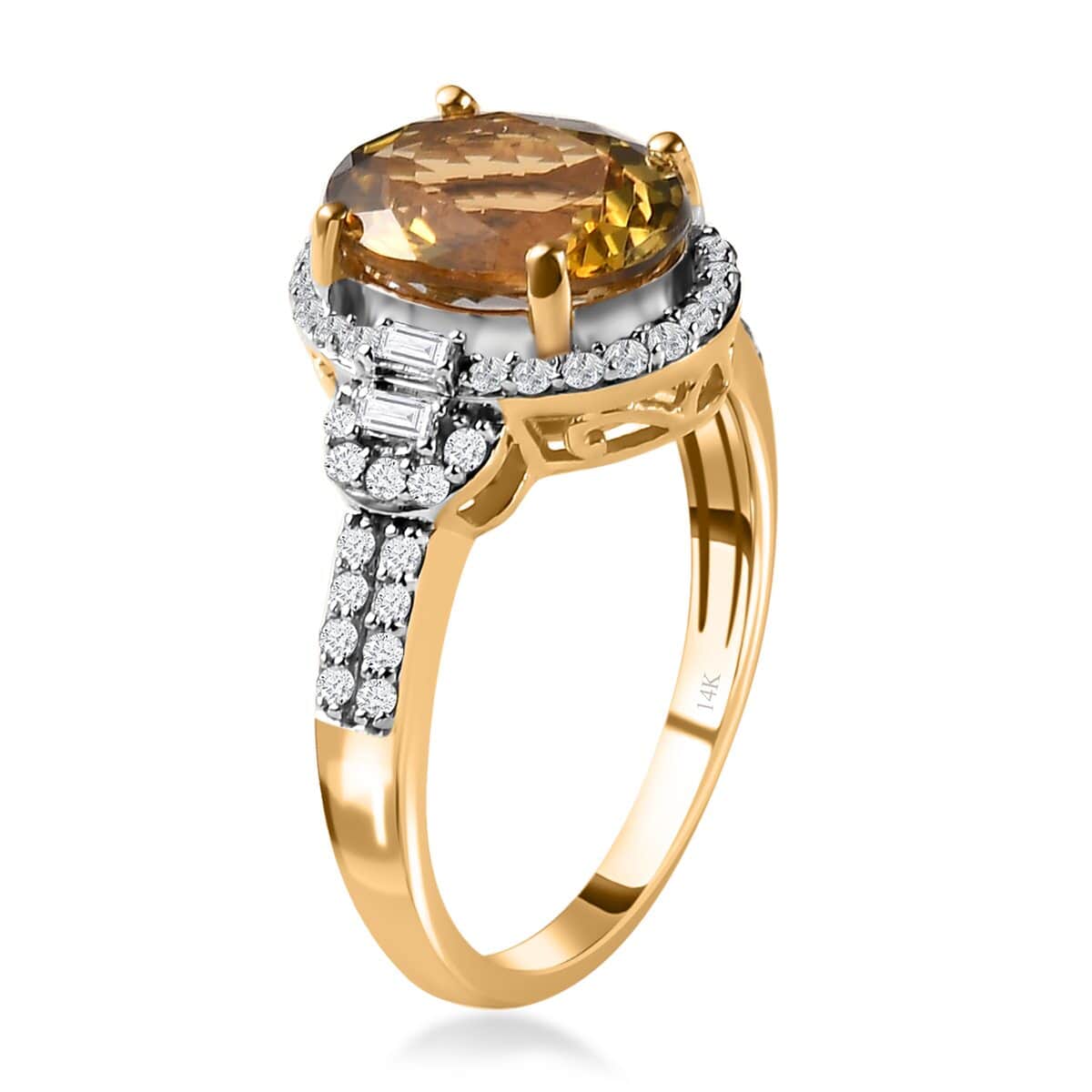 Luxoro 14K Yellow Gold Premium Golden Tanzanite and G-H I3 Diamond Ring (Size 10.0) 3.50 Grams 3.10 ctw image number 3