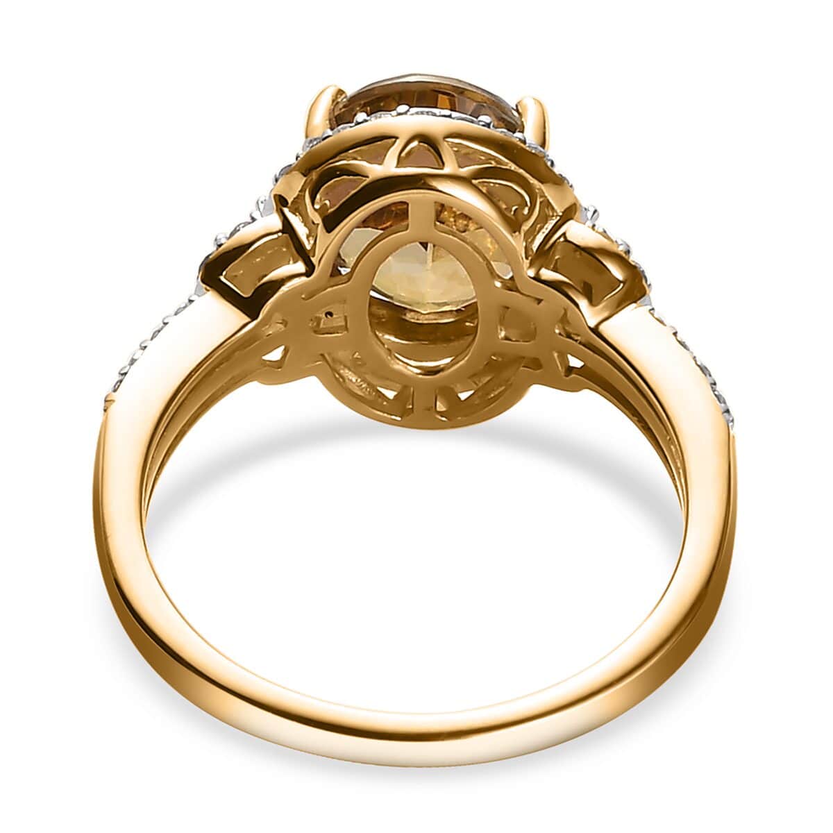 Luxoro 14K Yellow Gold Premium Golden Tanzanite and G-H I3 Diamond Ring (Size 10.0) 3.50 Grams 3.10 ctw image number 4