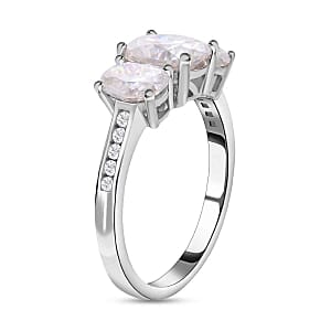 Moissanite 4.14 ctw Ring in Rhodium Over Sterling Silver (Size 11.5)