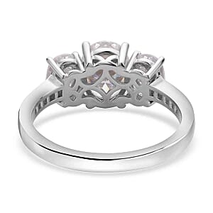 Moissanite 4.14 ctw Ring in Rhodium Over Sterling Silver (Size 11.5)