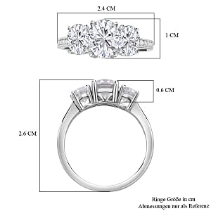 Moissanite 4.14 ctw Ring in Rhodium Over Sterling Silver (Size 11.5)
