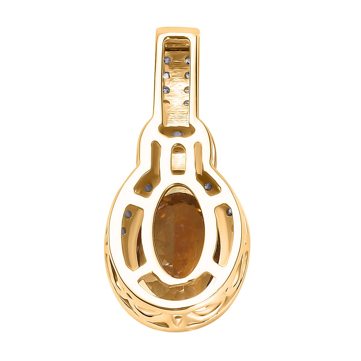 LuxoroPremium Golden Tanzanite and G-H I3 Diamond 2.25 ctw Halo Pendant in 14K Yellow Gold
