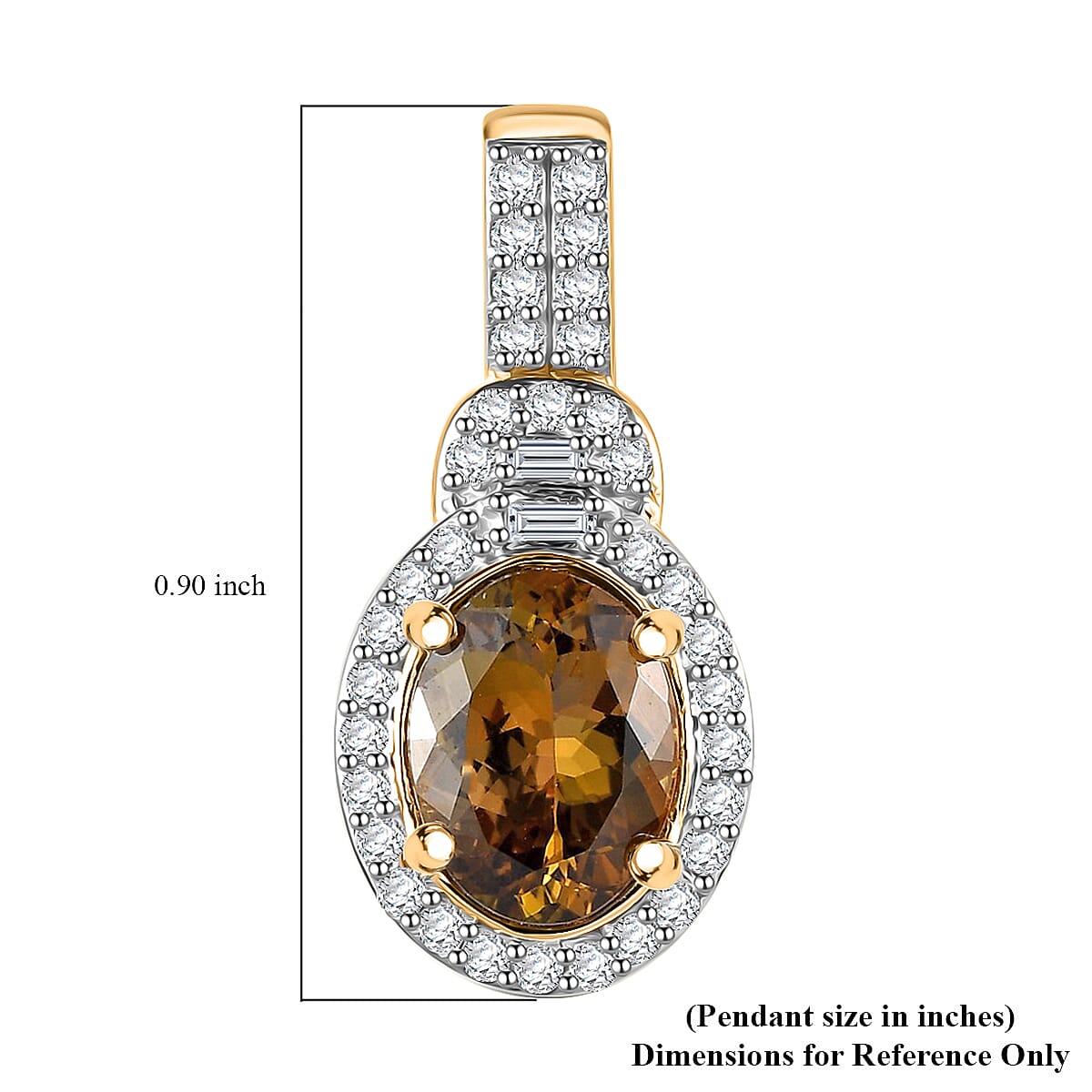 LuxoroPremium Golden Tanzanite and G-H I3 Diamond 2.25 ctw Halo Pendant in 14K Yellow Gold