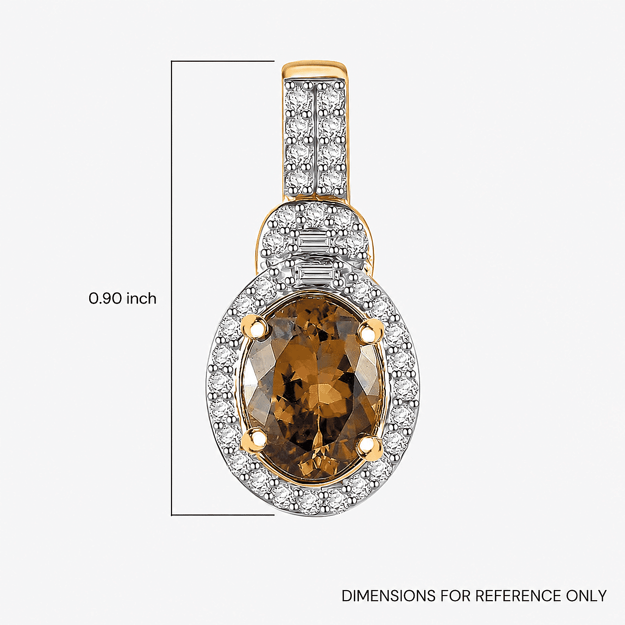 Luxoro Premium Golden Tanzanite and G-H I3 Diamond 2.25 ctw Halo Pendant in 14K Yellow Gold