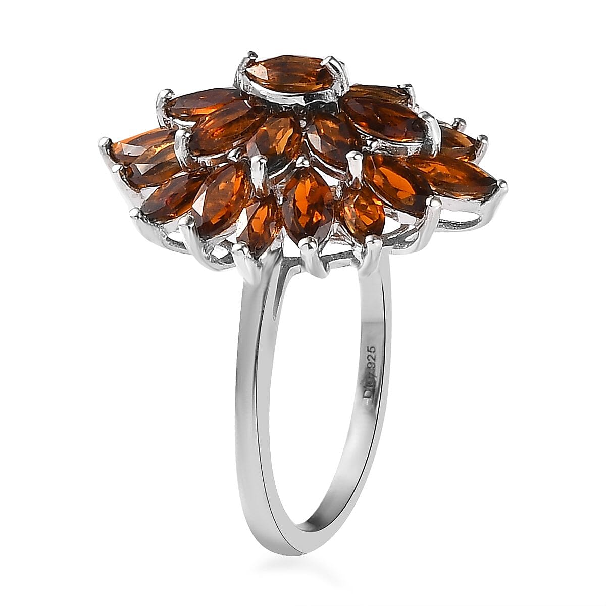Natural Tanzanian Golden Tourmaline Floral Spray Ring in Platinum Over Sterling Silver (Size 10.0) 3.50 ctw
