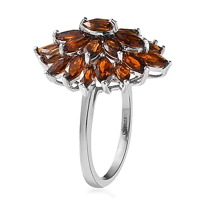 Natural Tanzanian Golden Tourmaline Floral Spray Ring in Platinum Over Sterling Silver (Size 10.0) 3.50 ctw