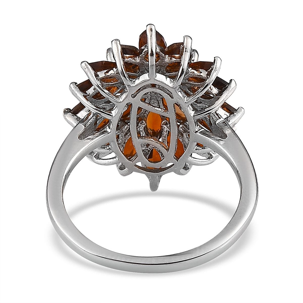 Natural Tanzanian Golden Tourmaline Floral Spray Ring in Platinum Over Sterling Silver (Size 10.0) 3.50 ctw